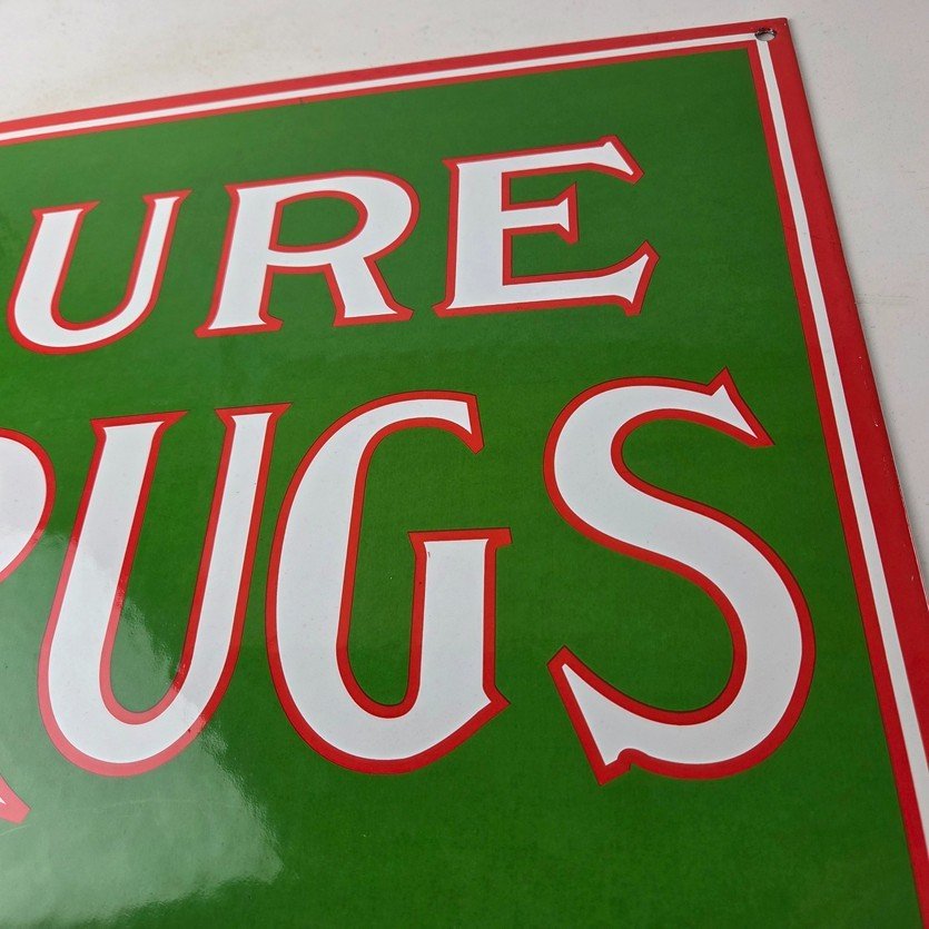 Vintage Pure Drugs Sign - Porcelain General Store Country Gas Oil Pump Sign - Image 4
