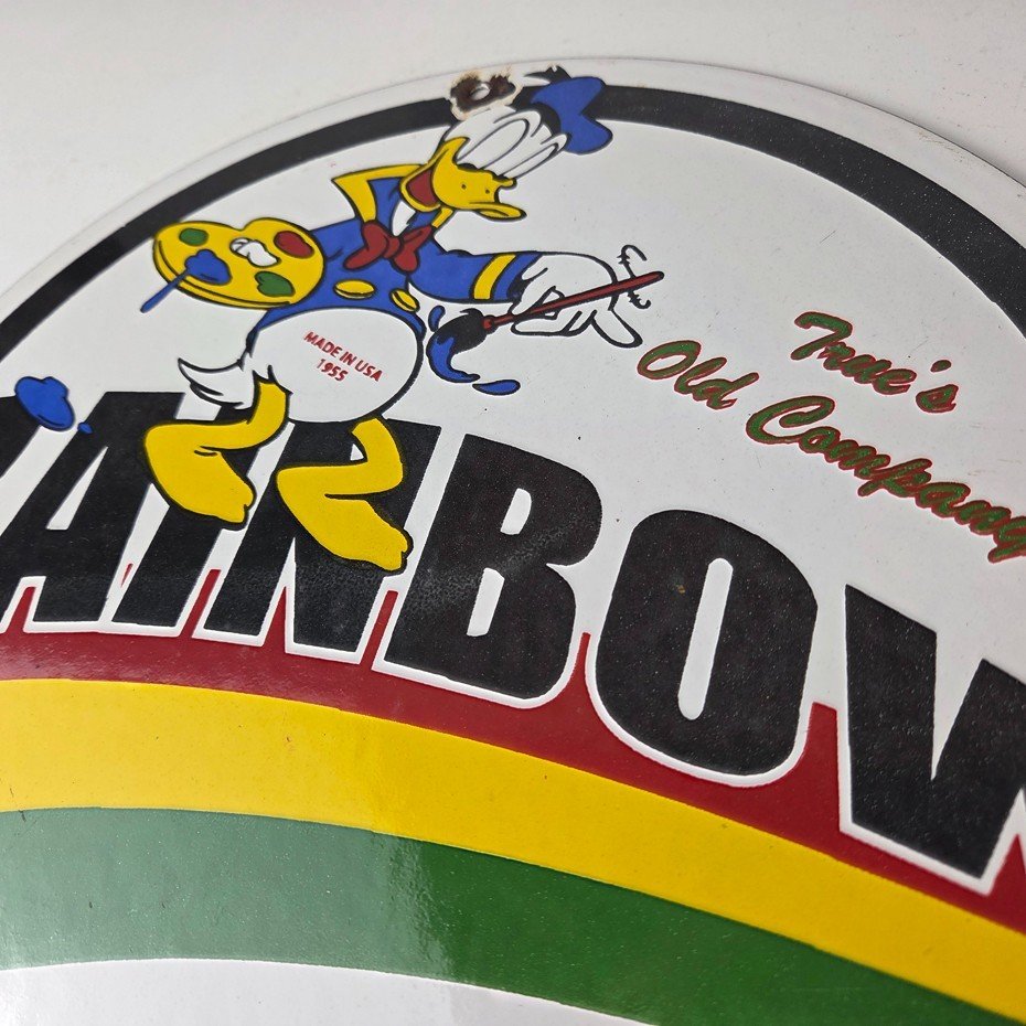 Vintage Rainbow Gasoline Sign - Porcelain Advertising Gas Pump Sign - Image 13