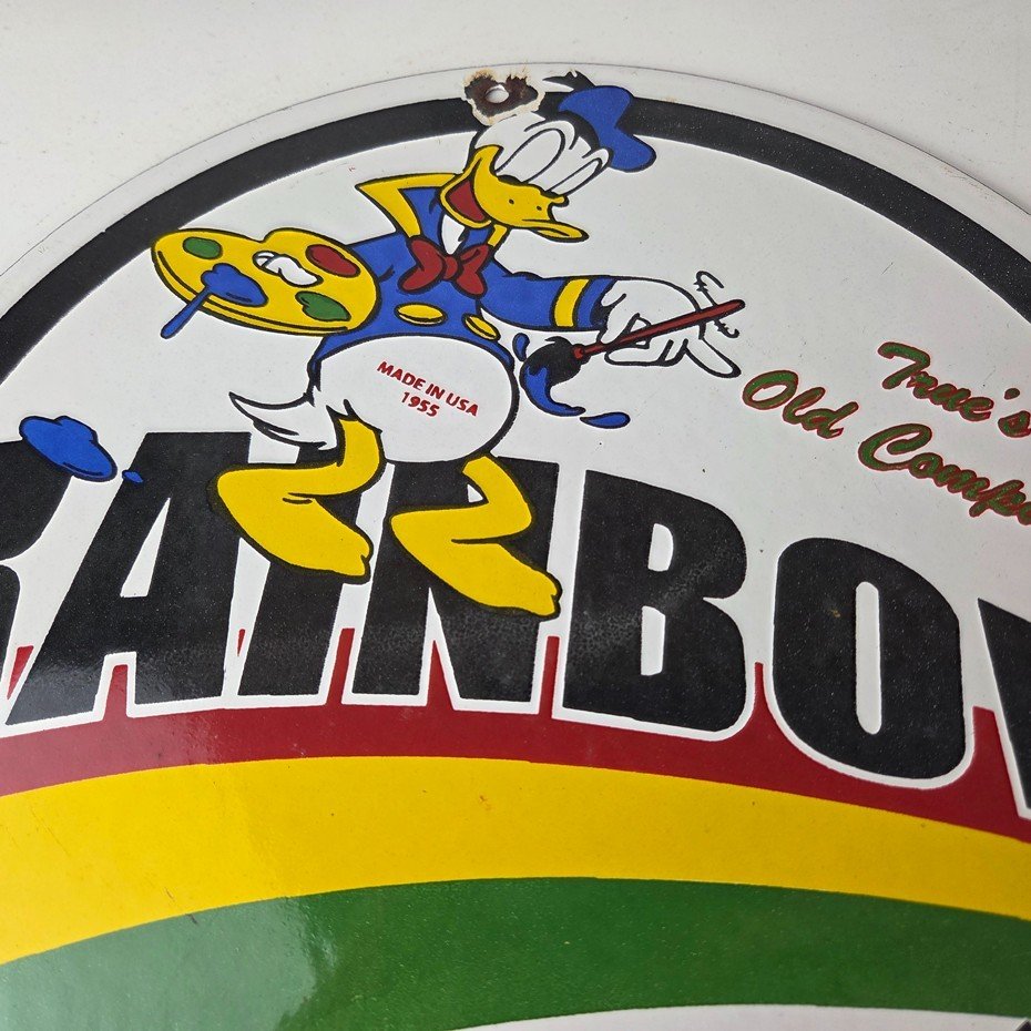 Vintage Rainbow Gasoline Sign - Porcelain Advertising Gas Pump Sign - Image 3