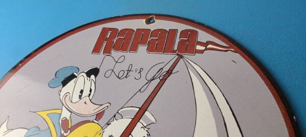 Vintage Rapala Fishing Lures Ad Sign Cartoon Ducks Porcelain Gas Pump Sign 305755559930 7