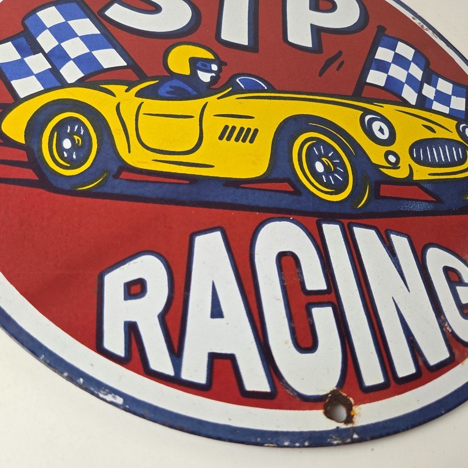 Vintage STP Porcelain Sign - Gas Pump Racing Automotive Sign - Image 11