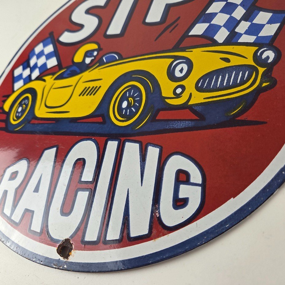 Vintage STP Porcelain Sign - Gas Pump Racing Automotive Sign - Image 14