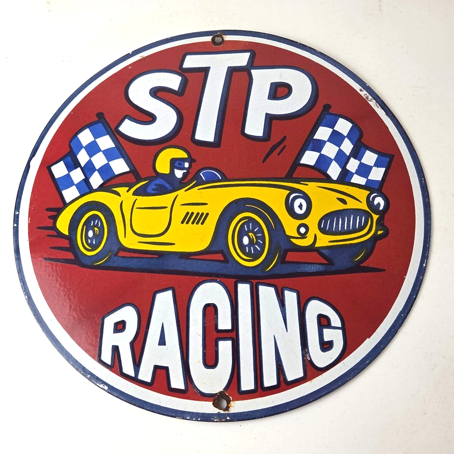Vintage STP Porcelain Sign - Gas Pump Racing Automotive Sign - Image 15