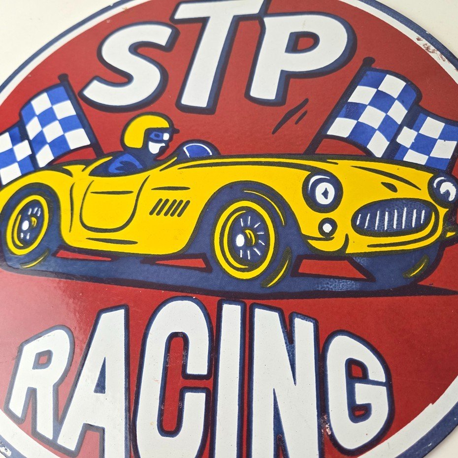 Vintage STP Porcelain Sign - Gas Pump Racing Automotive Sign - Image 4