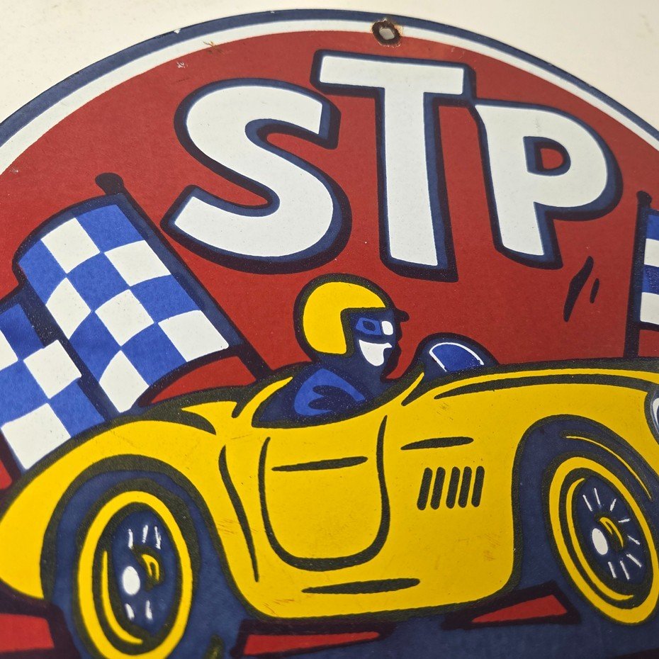 Vintage STP Porcelain Sign - Gas Pump Racing Automotive Sign - Image 5