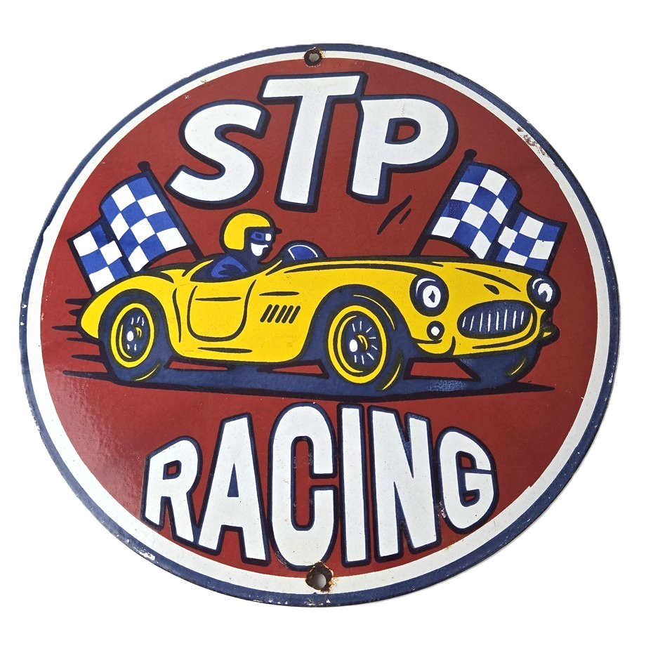 Vintage STP Porcelain Sign - Gas Pump Racing Automotive Sign
