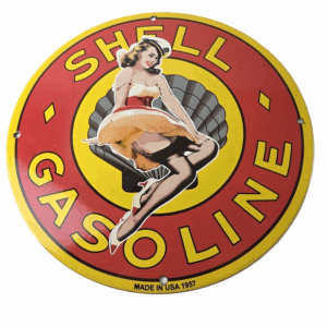 Vintage Shell Gasoline Sign - Clam Shell Gas Oil Pump Porcelain Sign