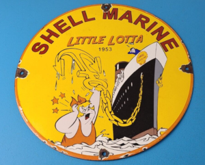 Vintage Shell Gasoline Sign Lotta Gas Pump Service Automobile Motor Oil Sign 305903961540