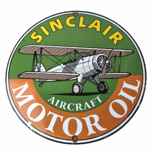 Vintage Sinclair Gasoline Sign - Aircraft Aviation Airplane Gas Porcelain Sign
