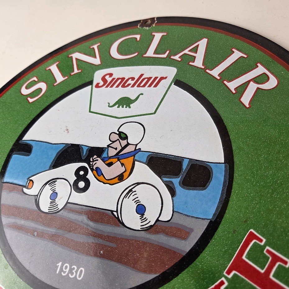 Vintage Sinclair Gasoline Sign - Flintstones Dino Gas Pump Porcelain Sign - Image 12