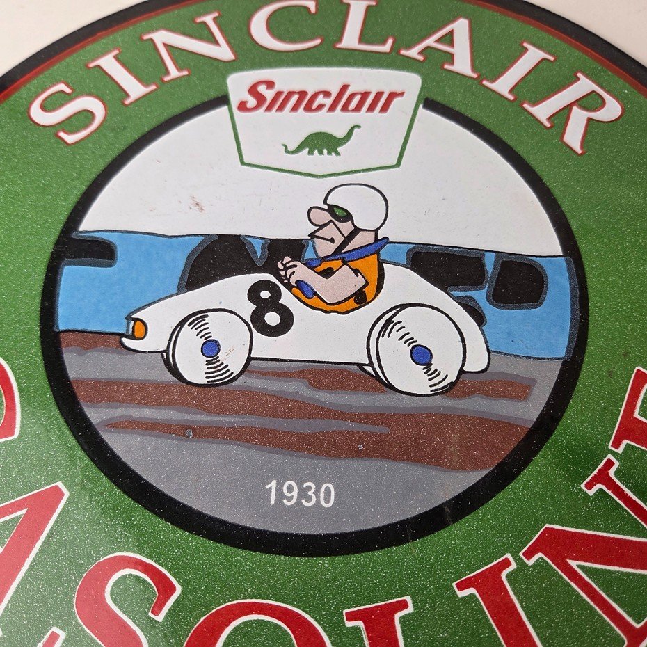 Vintage Sinclair Gasoline Sign - Flintstones Dino Gas Pump Porcelain Sign - Image 4