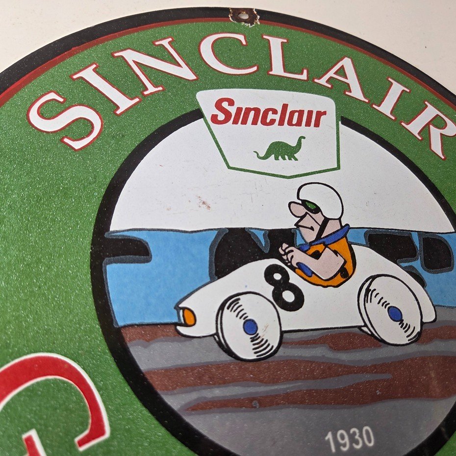 Vintage Sinclair Gasoline Sign - Flintstones Dino Gas Pump Porcelain Sign - Image 5