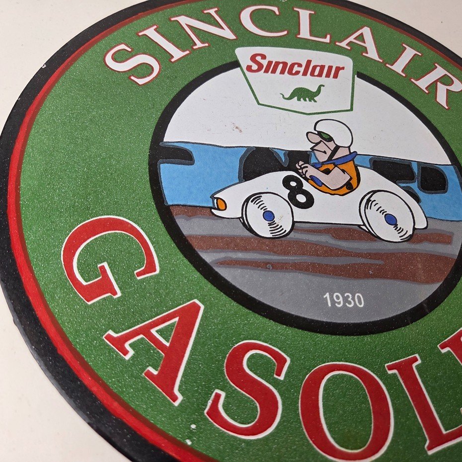 Vintage Sinclair Gasoline Sign - Flintstones Dino Gas Pump Porcelain Sign - Image 6