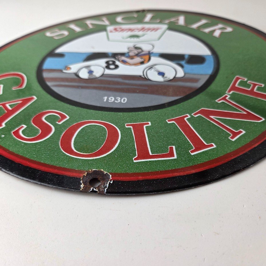 Vintage Sinclair Gasoline Sign - Flintstones Dino Gas Pump Porcelain Sign - Image 10