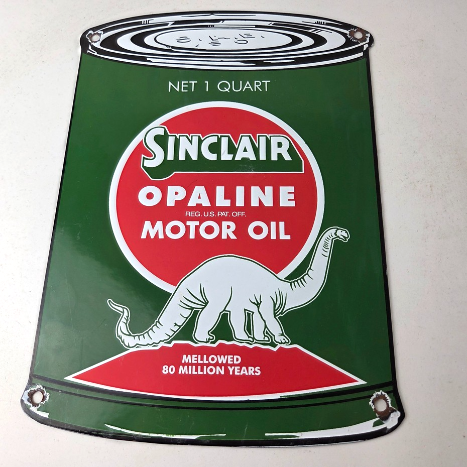 Vintage Sinclair Porcelain Sign - Motor Oil Can Porcelain Advertisement Sign - Image 15