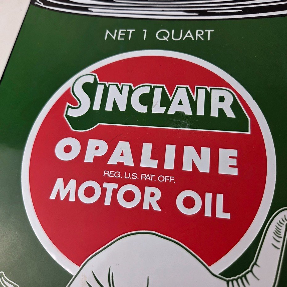 Vintage Sinclair Porcelain Sign - Motor Oil Can Porcelain Advertisement Sign - Image 3