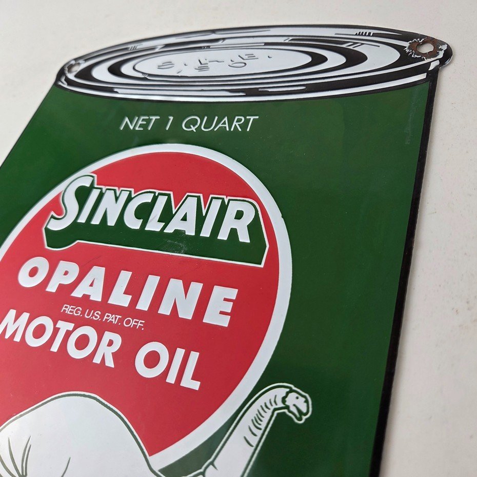 Vintage Sinclair Porcelain Sign - Motor Oil Can Porcelain Advertisement Sign - Image 12