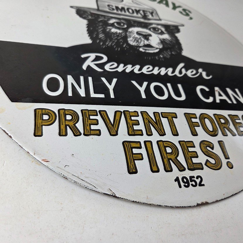 Vintage Smokey Bear Porcelain Sign - Prevent Forest Fires US Forest Service Sign - Image 11