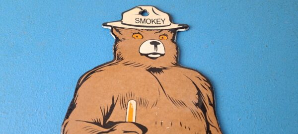 Vintage Smokey the Bear Sign Porcelain Forest Fires Gas Oil Service Pump Sign 305750242420 12