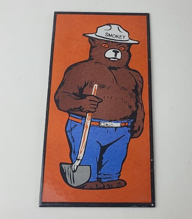Vintage Smokey the Bear Sign - Porcelain Forest Fires Gas Oil Service Pump Sign - Image 12