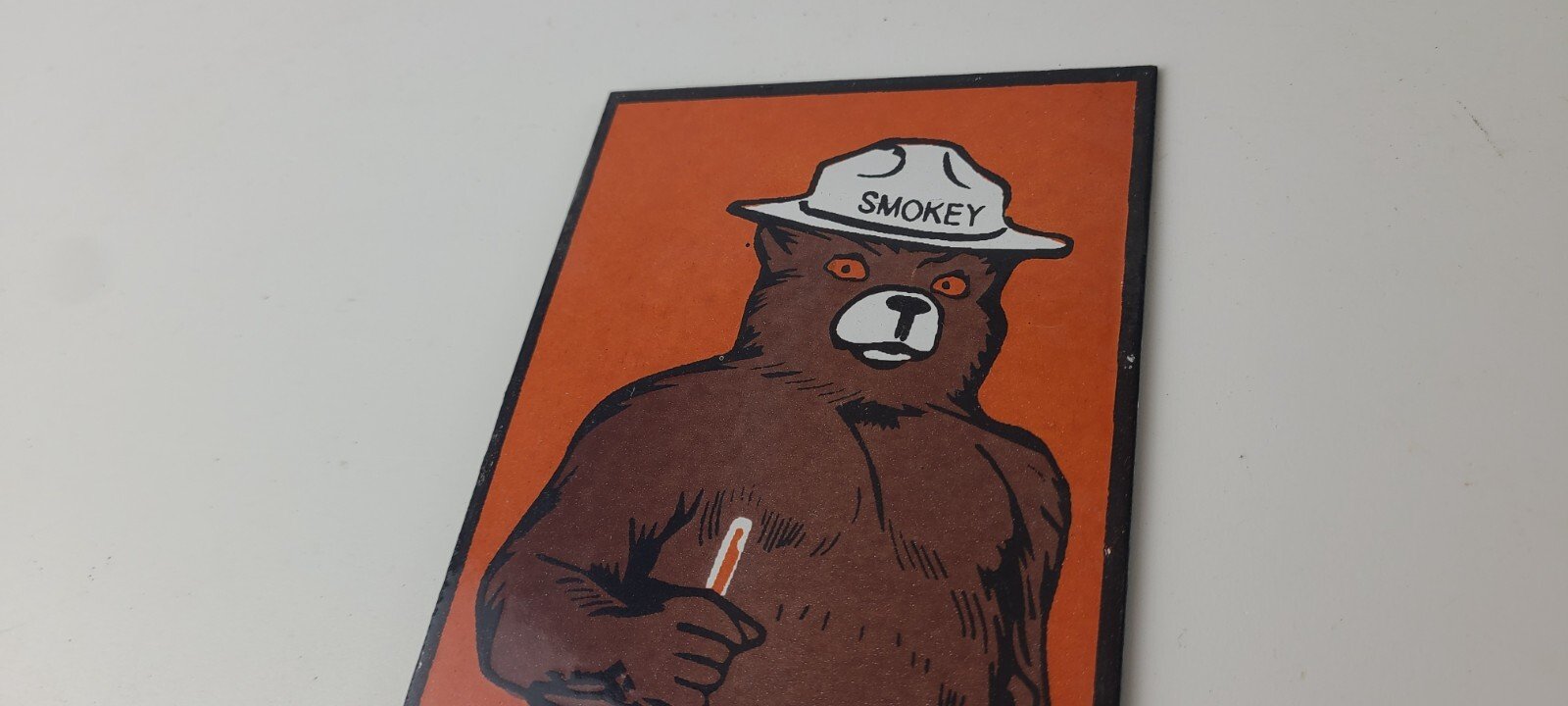 Vintage Smokey the Bear Sign - Porcelain Forest Fires Gas Oil Service Pump Sign - Image 8