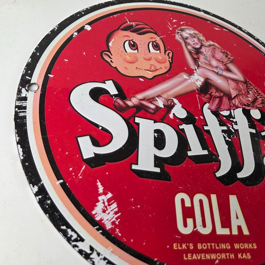 Vintage Spiffy Cola Porcelain Sign - Shop Soda Advertising Gas Pump Service Sign - Image 6