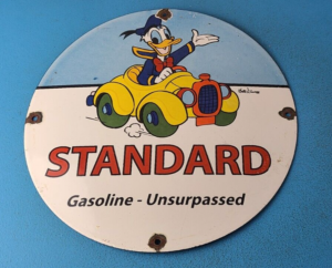 Vintage Standard Gasoline Sign Walt Disney Gas Oil Pump Plate Porcelain Sign 305903956760