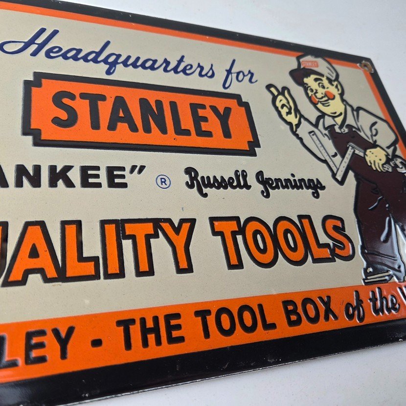 Vintage Stanley Tools Sign - Gas Auto Mechanic Garage Shop Porcelain Sign - Image 11