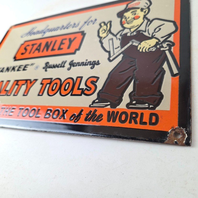 Vintage Stanley Tools Sign - Gas Auto Mechanic Garage Shop Porcelain Sign - Image 13