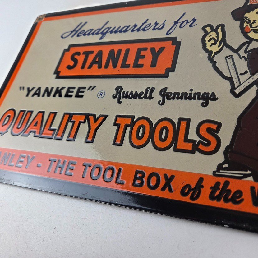 Vintage Stanley Tools Sign - Gas Auto Mechanic Garage Shop Porcelain Sign - Image 14