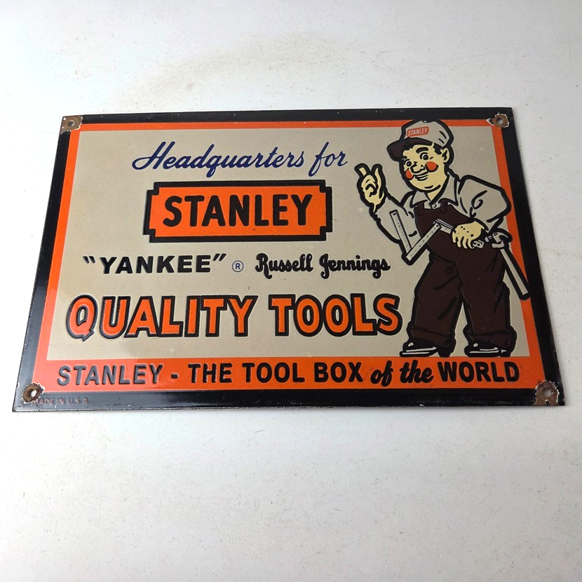 Vintage Stanley Tools Sign - Gas Auto Mechanic Garage Shop Porcelain Sign - Image 15