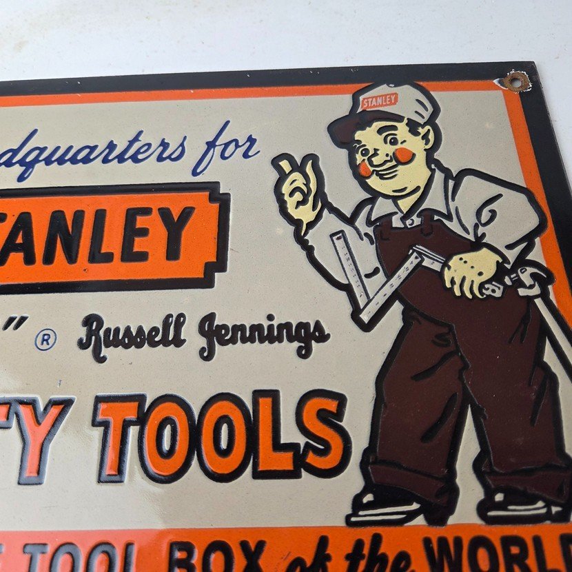 Vintage Stanley Tools Sign - Gas Auto Mechanic Garage Shop Porcelain Sign - Image 3