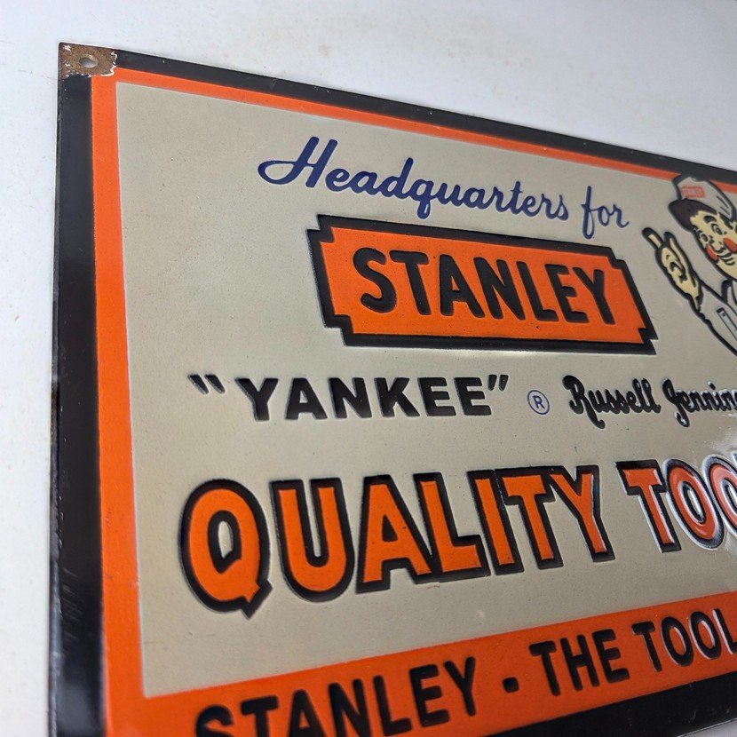 Vintage Stanley Tools Sign - Gas Auto Mechanic Garage Shop Porcelain Sign - Image 5