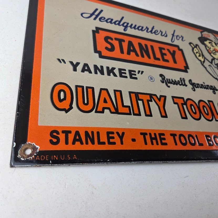 Vintage Stanley Tools Sign - Gas Auto Mechanic Garage Shop Porcelain Sign - Image 6