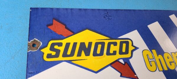 Vintage Sunoco Gasoline Sign Gas Service Station Pump Chemicals Porcelain Sign 305751874470 4