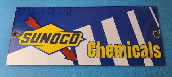 Vintage Sunoco Gasoline Sign Gas Service Station Pump Chemicals Porcelain Sign 305751874470