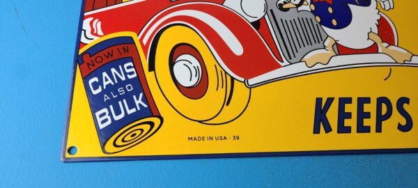 Vintage Sunoco Motor Oils Sign Disney Mickey Duck Gas Pump Porcelain Sign