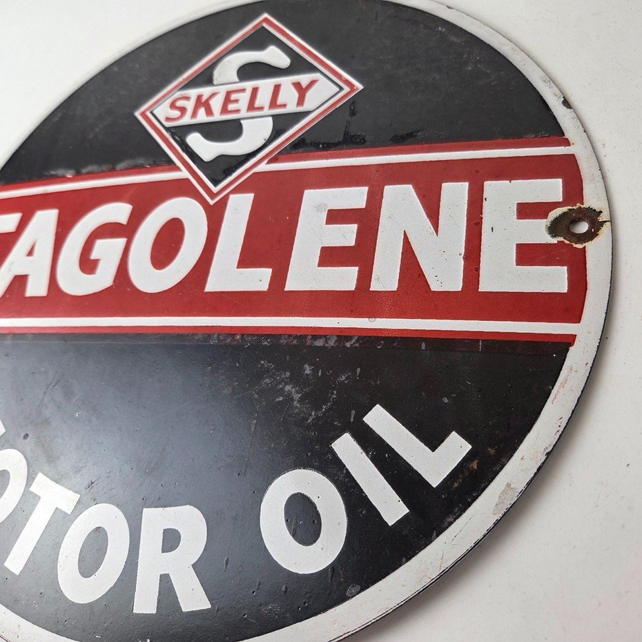 Vintage Tagolene Motor Oil Sign - Gasoline Pump Porcelain Sign - Image 13