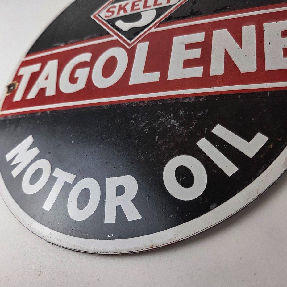 Vintage Tagolene Motor Oil Sign - Gasoline Pump Porcelain Sign - Image 14