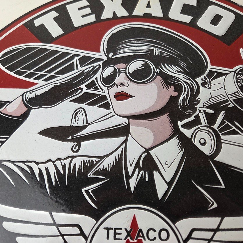 Vintage Texaco Gasoline Sign - Aviation Gas Pump Porcelain Sign - Image 3