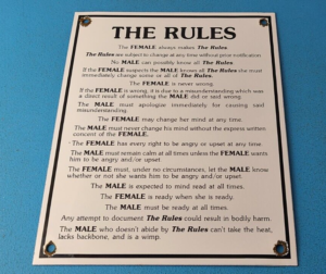 Vintage The Rules Porcelain Sign Man Cave Male Female Gas Pump Plate Sign 305870711940