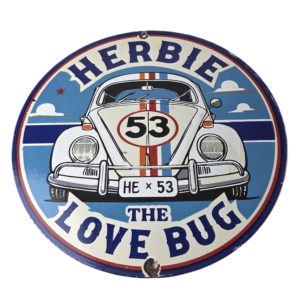 Vintage Volkswagen Sign - Porcelain VW Herbie Love Bug Car Sales Gas Ad Sign