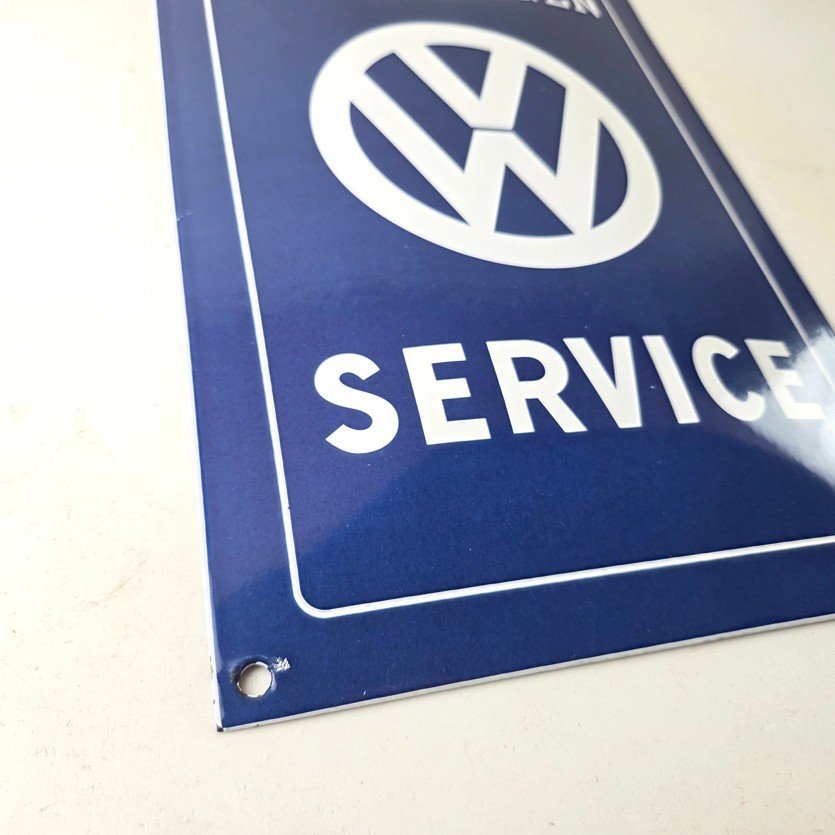 Vintage Volkswagen Sign - Service & Sales Automobile Gas Pump Porcelain Sign - Image 11