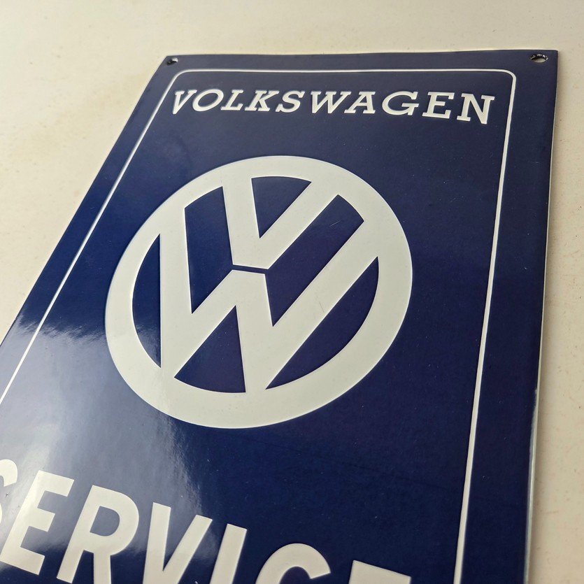 Vintage Volkswagen Sign - Service & Sales Automobile Gas Pump Porcelain Sign - Image 12