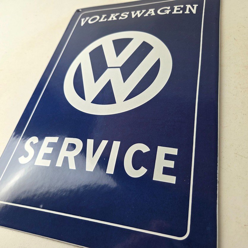 Vintage Volkswagen Sign - Service & Sales Automobile Gas Pump Porcelain Sign - Image 13