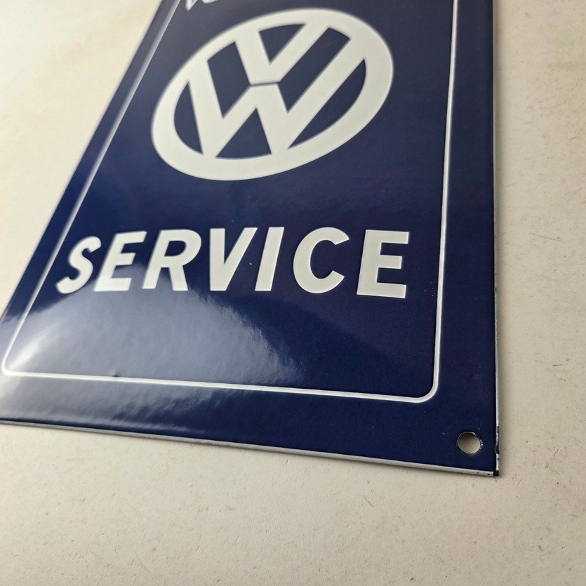 Vintage Volkswagen Sign - Service & Sales Automobile Gas Pump Porcelain Sign - Image 14