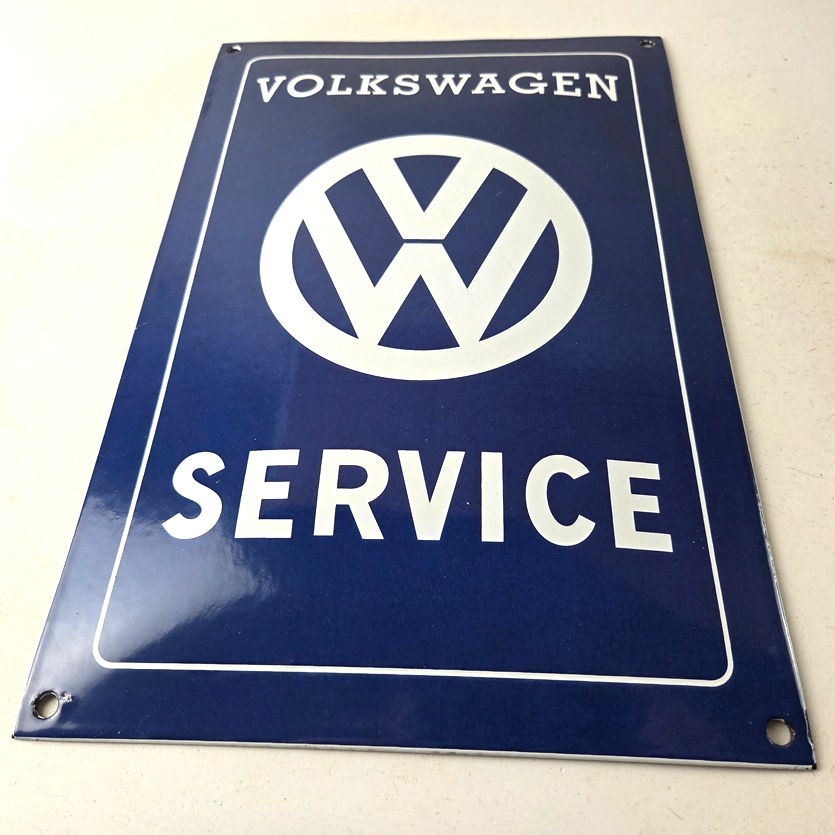 Vintage Volkswagen Sign - Service & Sales Automobile Gas Pump Porcelain Sign - Image 15