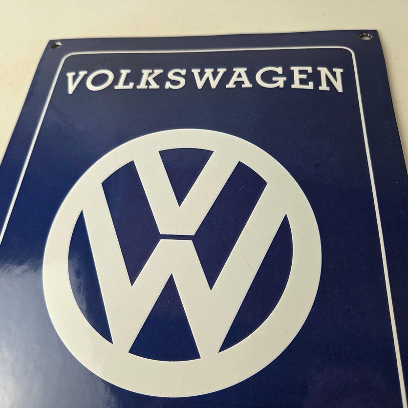 Vintage Volkswagen Sign - Service & Sales Automobile Gas Pump Porcelain Sign - Image 3