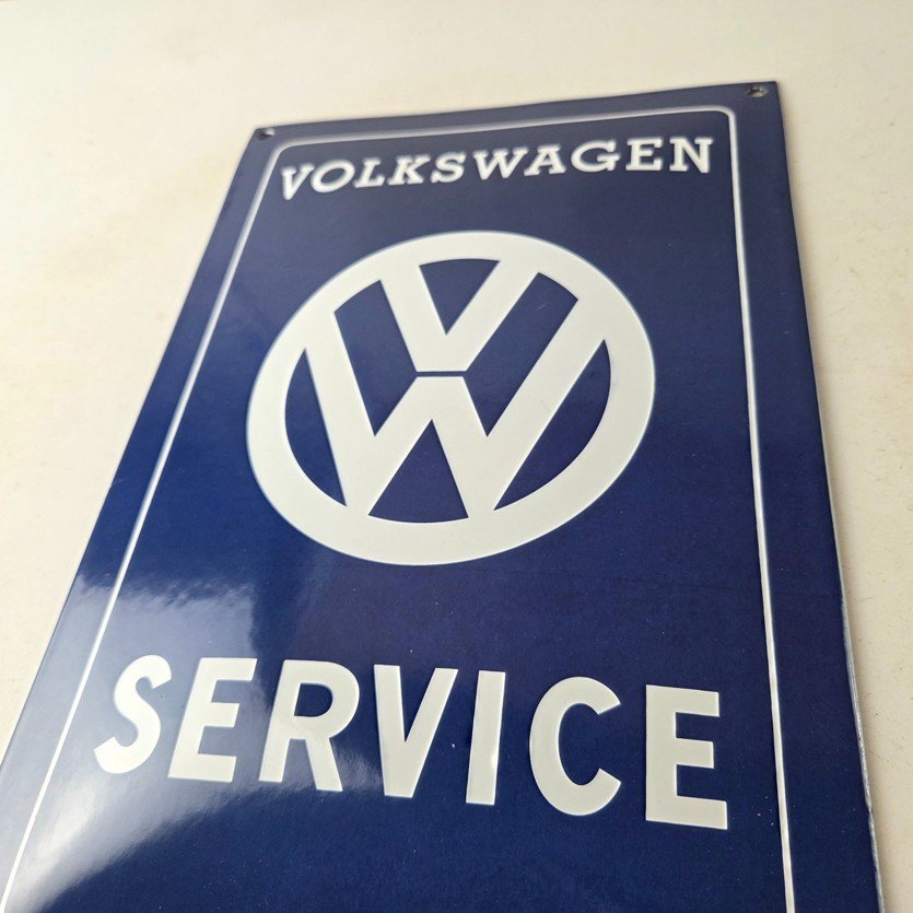 Vintage Volkswagen Sign - Service & Sales Automobile Gas Pump Porcelain Sign - Image 4