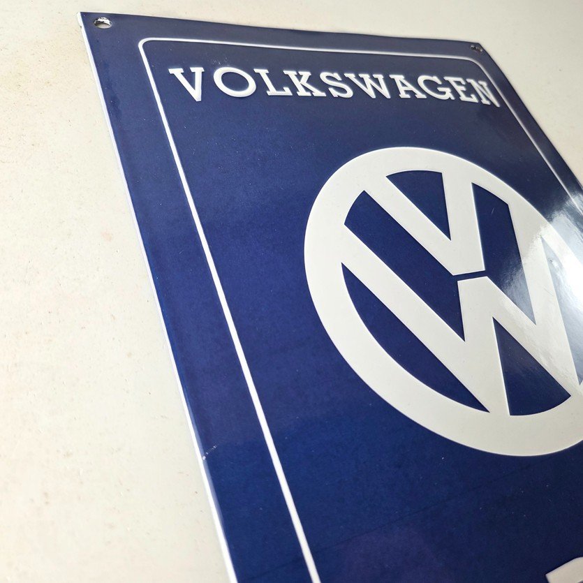 Vintage Volkswagen Sign - Service & Sales Automobile Gas Pump Porcelain Sign - Image 5